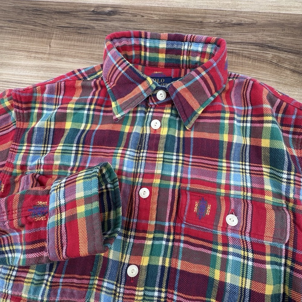 Polo Ralph Lauren‎ Flannel Madras Navajo RRL Style Ornamental Shirt Size Medium